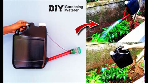 DIY gardening watering can from old oil can 